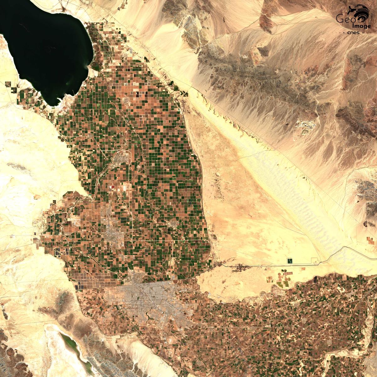 Image satellite de la frontière américano-mexicaine Image satellite de la frontière américano-mexicaine