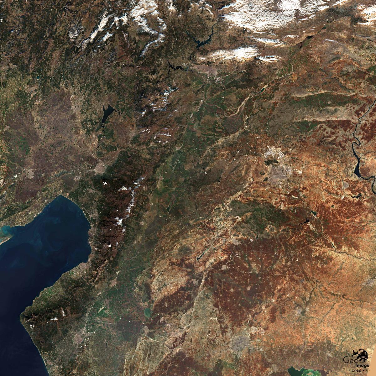 Image satellite de la région de Gaziantep en Turquie Image satellite de la région de Gaziantep en Turquie